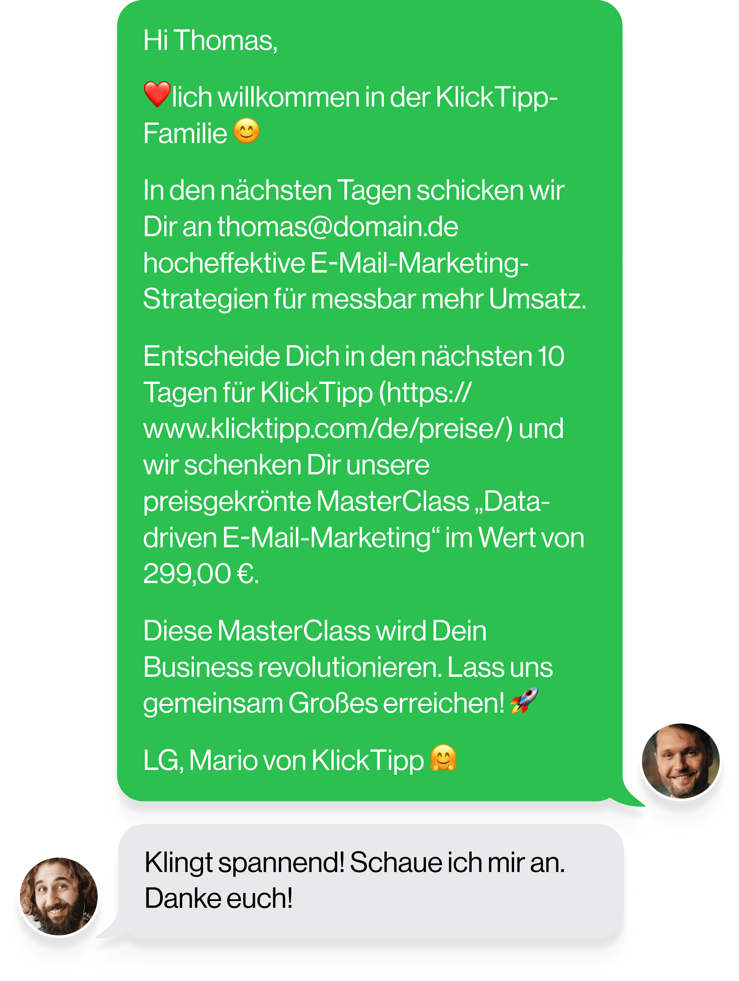 Automatisierte Willkommens-SMS von KlickTipp steigert Conversion neuer Leads direkt nach Anmeldung.